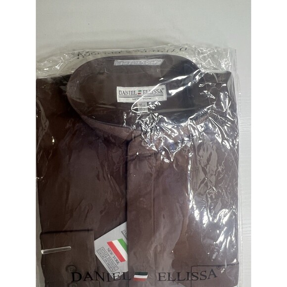 DANIEL ELLISSA MENS DRESS SHIRT BANDED COLLAR SEALED NWT 16.5 BROWN - Picture 4 of 9
